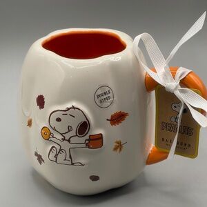 Peanuts x Rae Dunn Snoopy Pumpkin Spice 21 oz Double Sided Pumpkin Shaped Mug